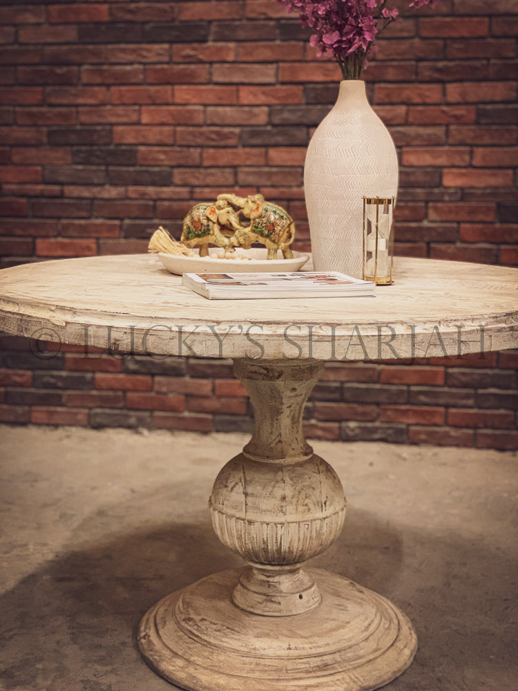 Heavy Base Round sandblasted table | Lucky Furniture & Handicrafts.