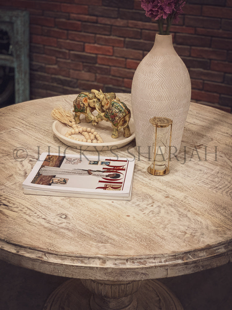 Heavy Base Round sandblasted table | Lucky Furniture & Handicrafts.