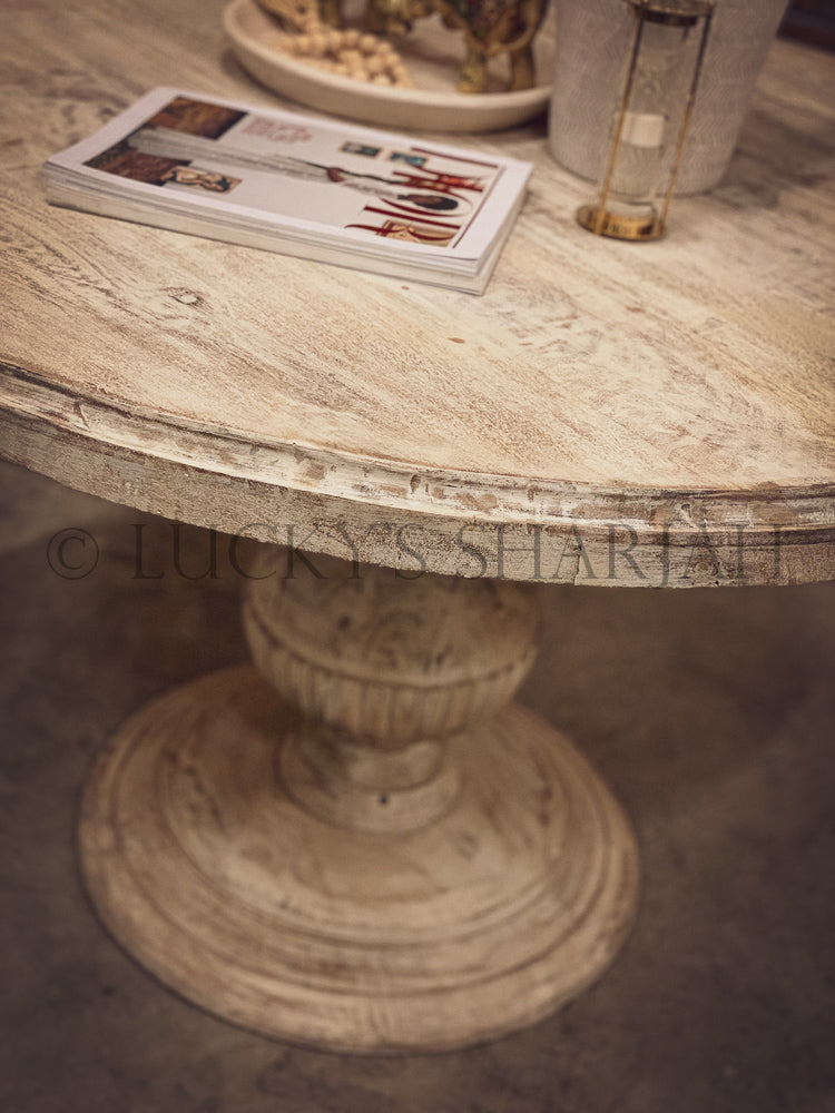 Heavy Base Round sandblasted table | Lucky Furniture & Handicrafts.