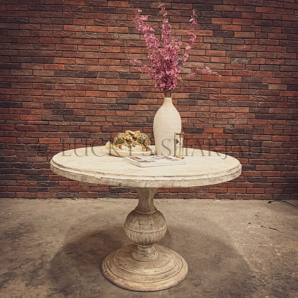 Heavy Base Round sandblasted table | Lucky Furniture & Handicrafts.