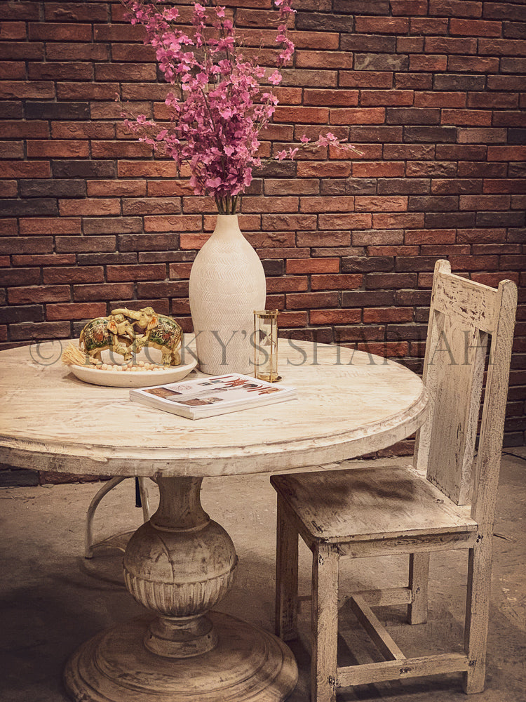 Heavy Base Round sandblasted table | Lucky Furniture & Handicrafts.