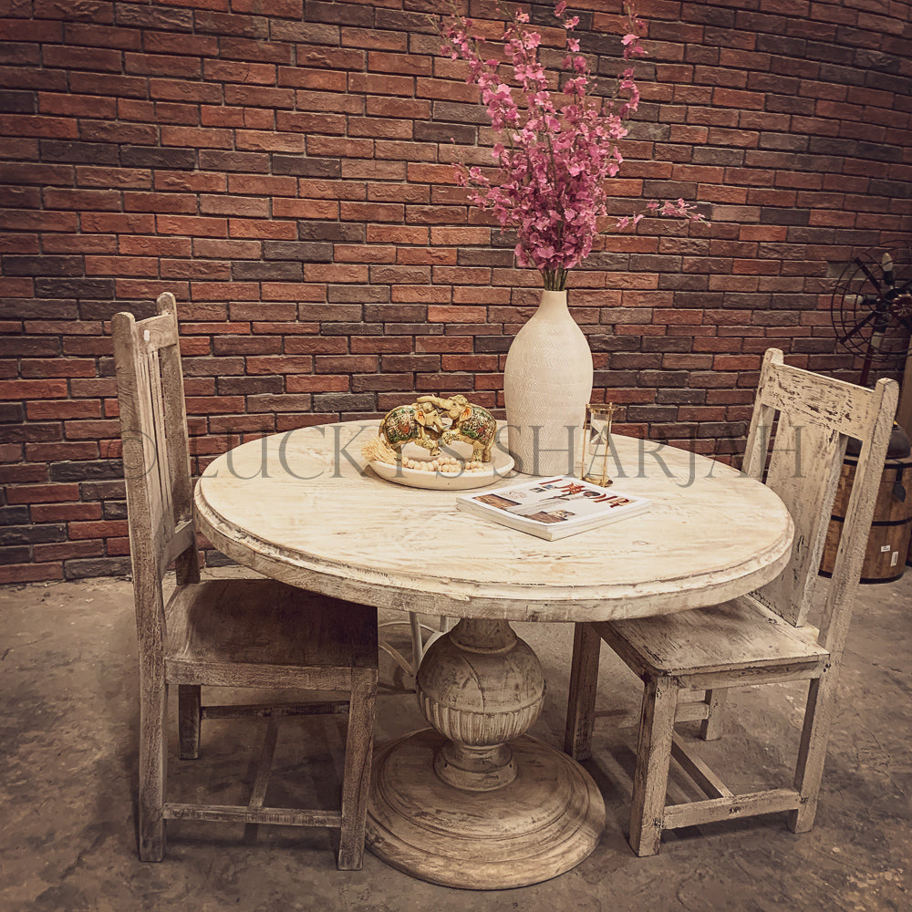 Heavy Base Round sandblasted table | Lucky Furniture & Handicrafts.