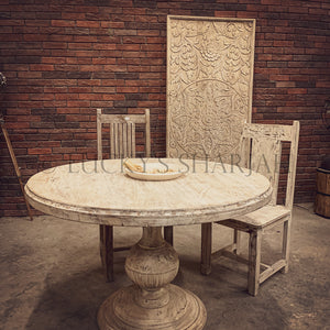 Heavy Base Round sandblasted table | Lucky Furniture & Handicrafts.