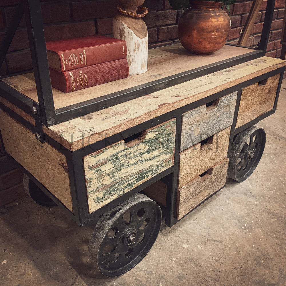 Industrial bookshelf with wheel | Lucky Furniture & Handicrafts.