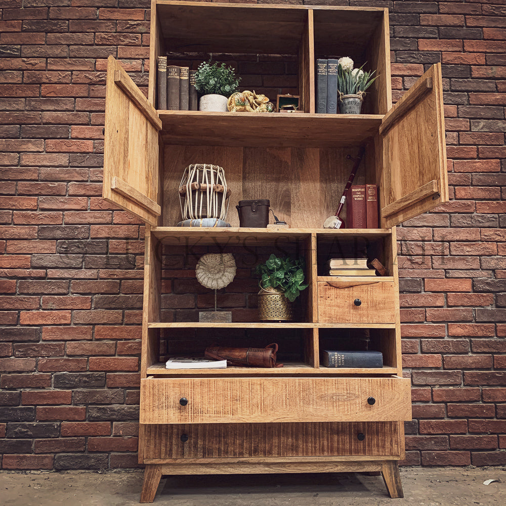 Staggered Wooden Bookshelf with draw & cabinet | Lucky Furniture & Handicrafts.