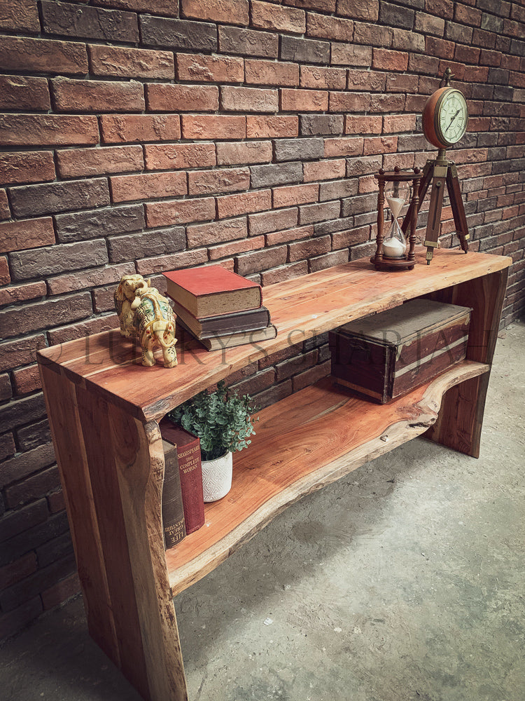 Live Edge Console with shelf | Lucky Furniture & Handicrafts.