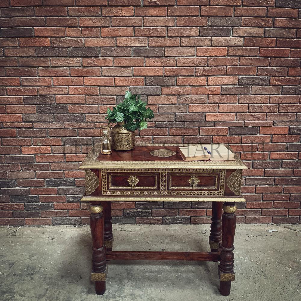 Brass 2 draw console | Lucky Furniture & Handicrafts.