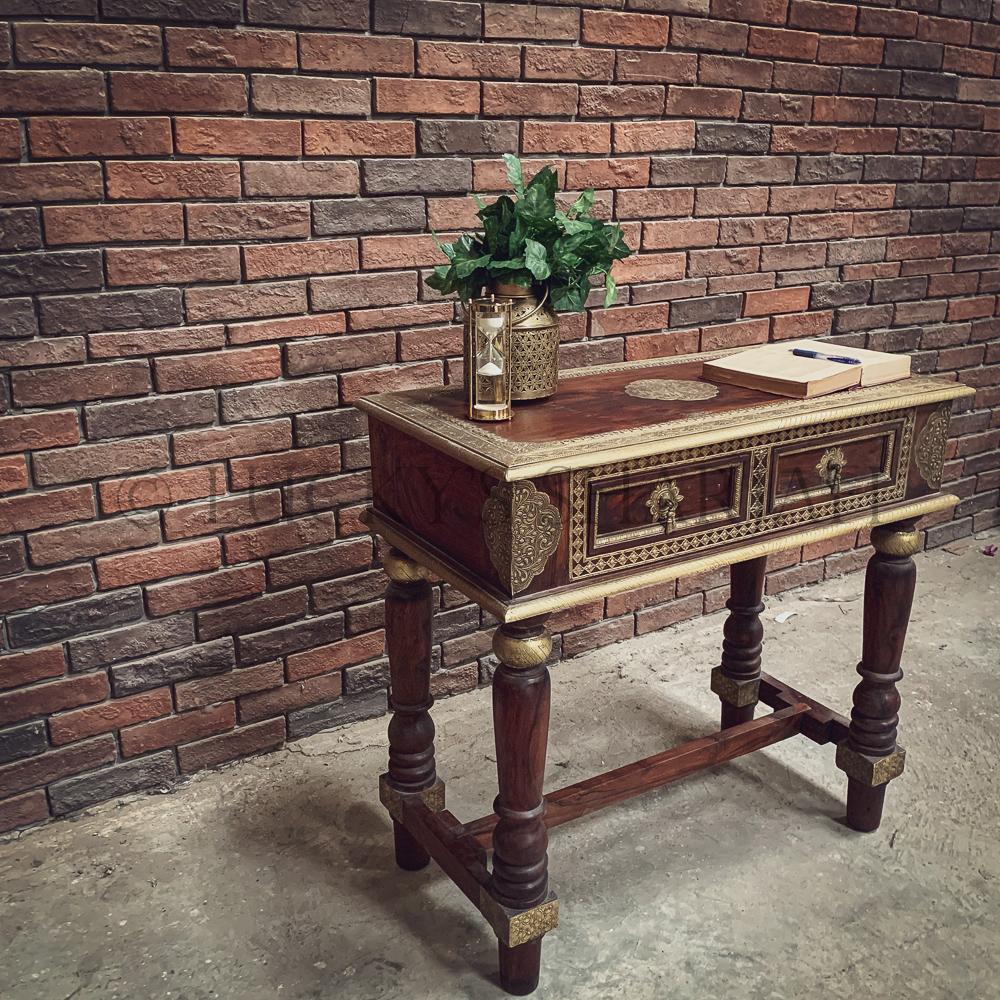 Brass 2 draw console | Lucky Furniture & Handicrafts.
