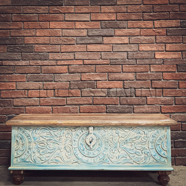 Sky Blue Carved Box | Lucky Furniture & Handicrafts.