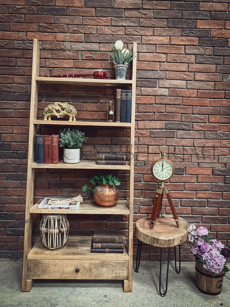 Wooden Ladder booshelf 1 draw | Lucky Furniture & Handicrafts.