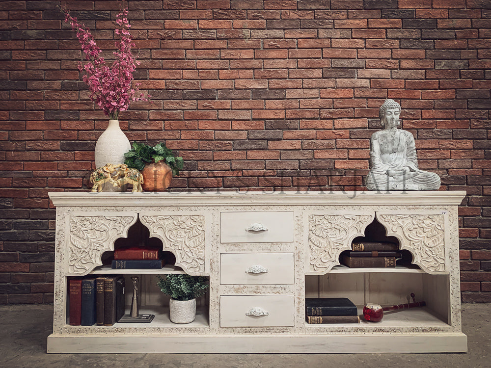 Whitewash Carved Sideboard | Lucky Furniture & Handicrafts.