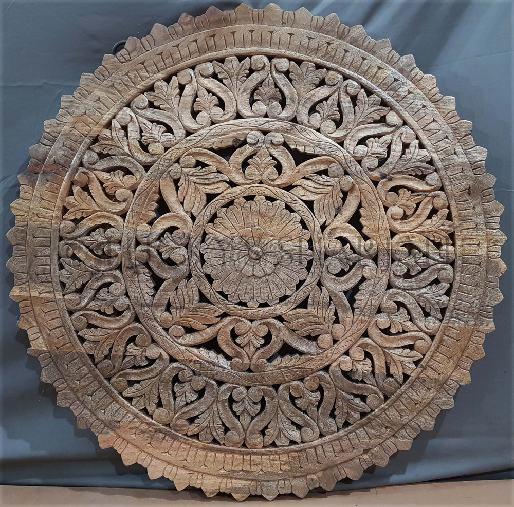 Round Carved wall panel | Lucky Furniture & Handicrafts.