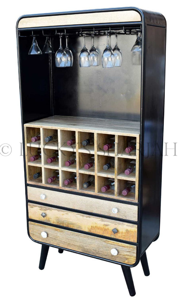 Industrial design Wine Rack 3 draw | Lucky Furniture & Handicrafts.