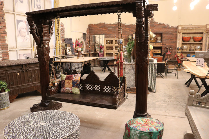 Heavy Carved Wooden swing | Lucky Furniture & Handicrafts.