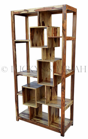 Wooden Rosewood Staggered Bookshelf | Lucky Furniture & Handicrafts.