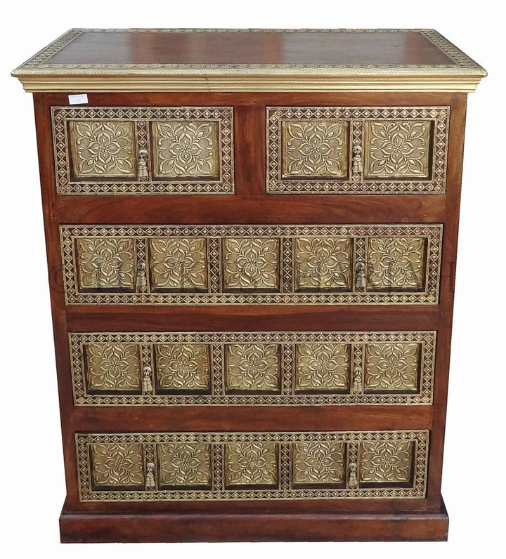 Brass Floral Inlay Drawchest | Lucky Furniture & Handicrafts.