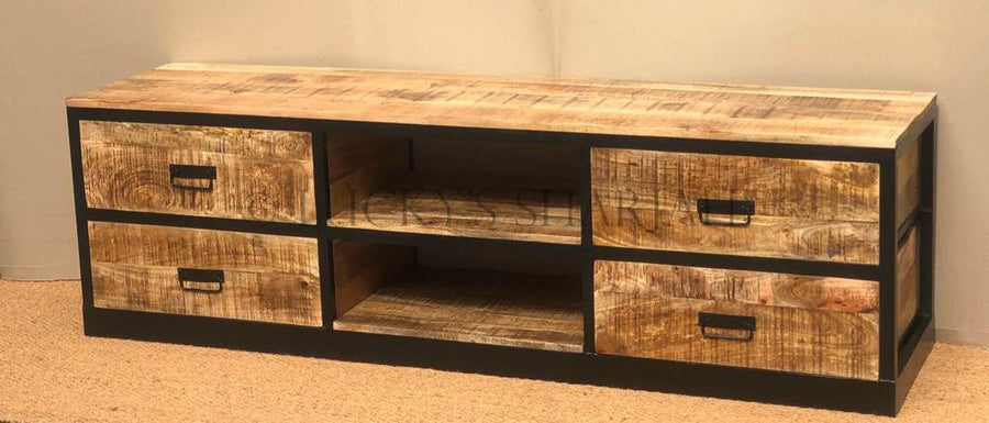 4 Draw Metal and Wood TV Stand | Lucky Furniture & Handicrafts.