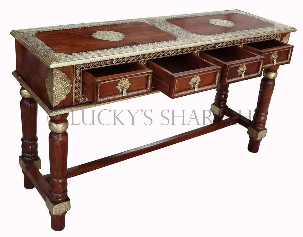 Brass 3 Draw Console | Lucky Furniture & Handicrafts.