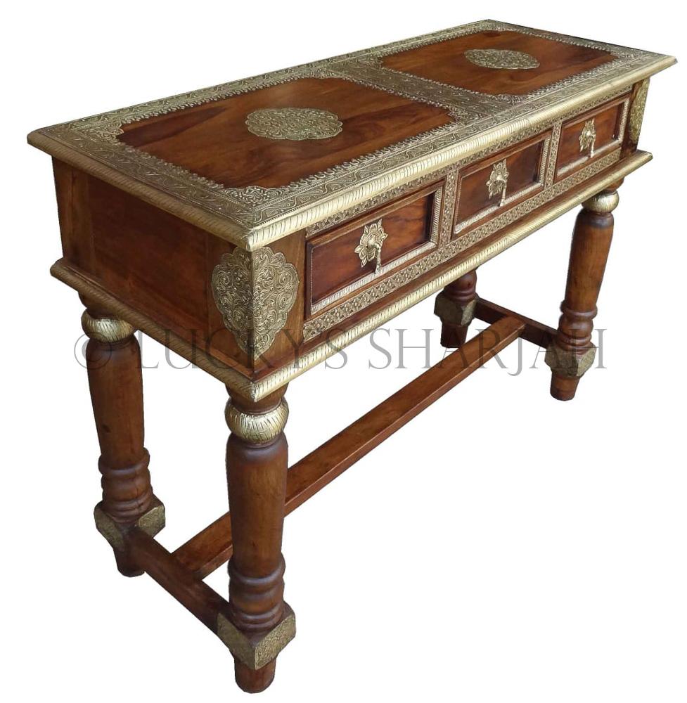 Brass 3 Draw Console | Lucky Furniture & Handicrafts.