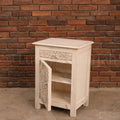 White Traditional Motif Bedside | Lucky Furniture & Handicrafts.