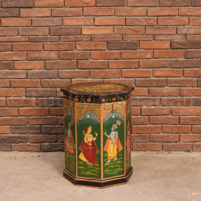 Radha Krishna Hand Painted Trunk