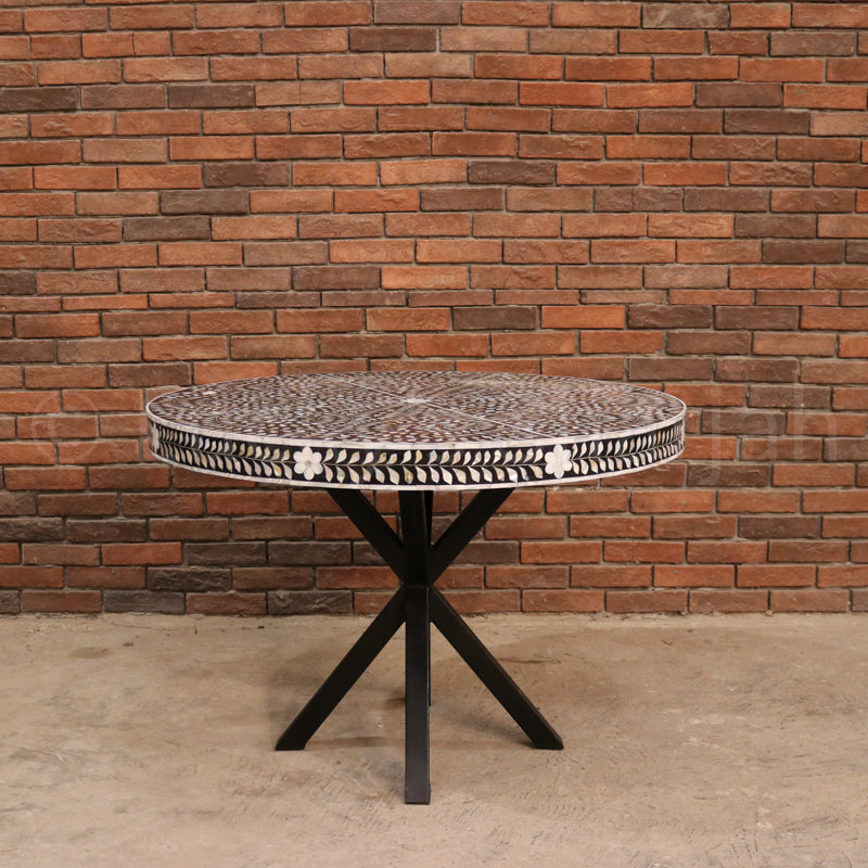 Mother of Pearl Floral Inlay Dining Table | Lucky Furniture & Handicrafts.