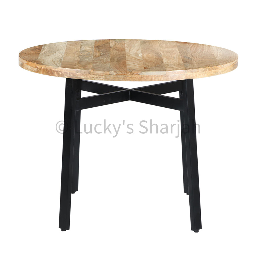 X Design Round Dining Table Mango wood | Lucky Furniture & Handicrafts.