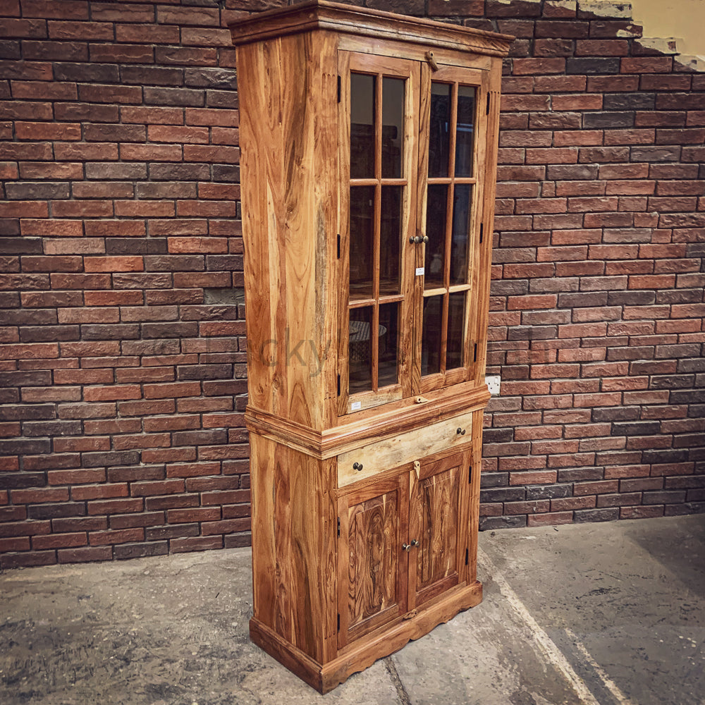 Classic Glass Acacia wood cabinet | Lucky Furniture & Handicrafts.
