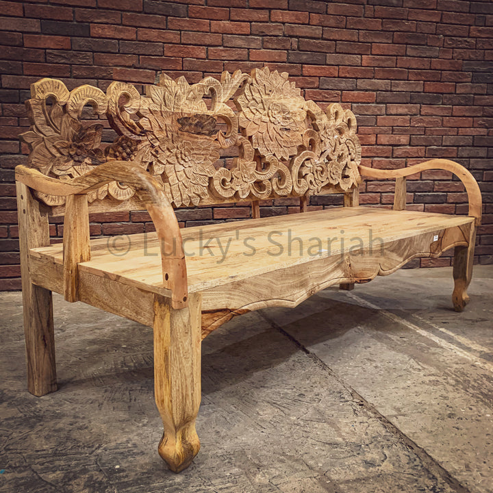 Floral Carved Bench | Lucky Furniture & Handicrafts.
