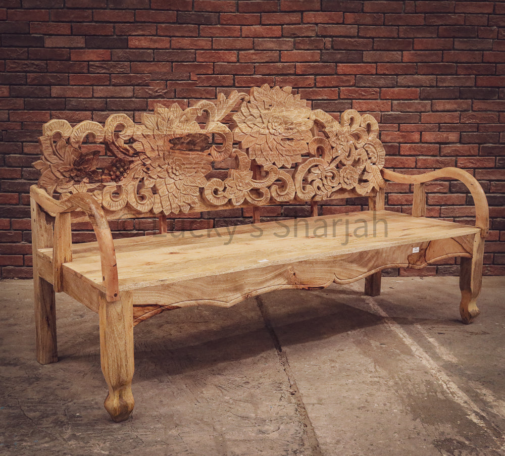 Floral Carved Bench | Lucky Furniture & Handicrafts.