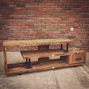 G Tv stand Railway wood | Lucky Furniture & Handicrafts.