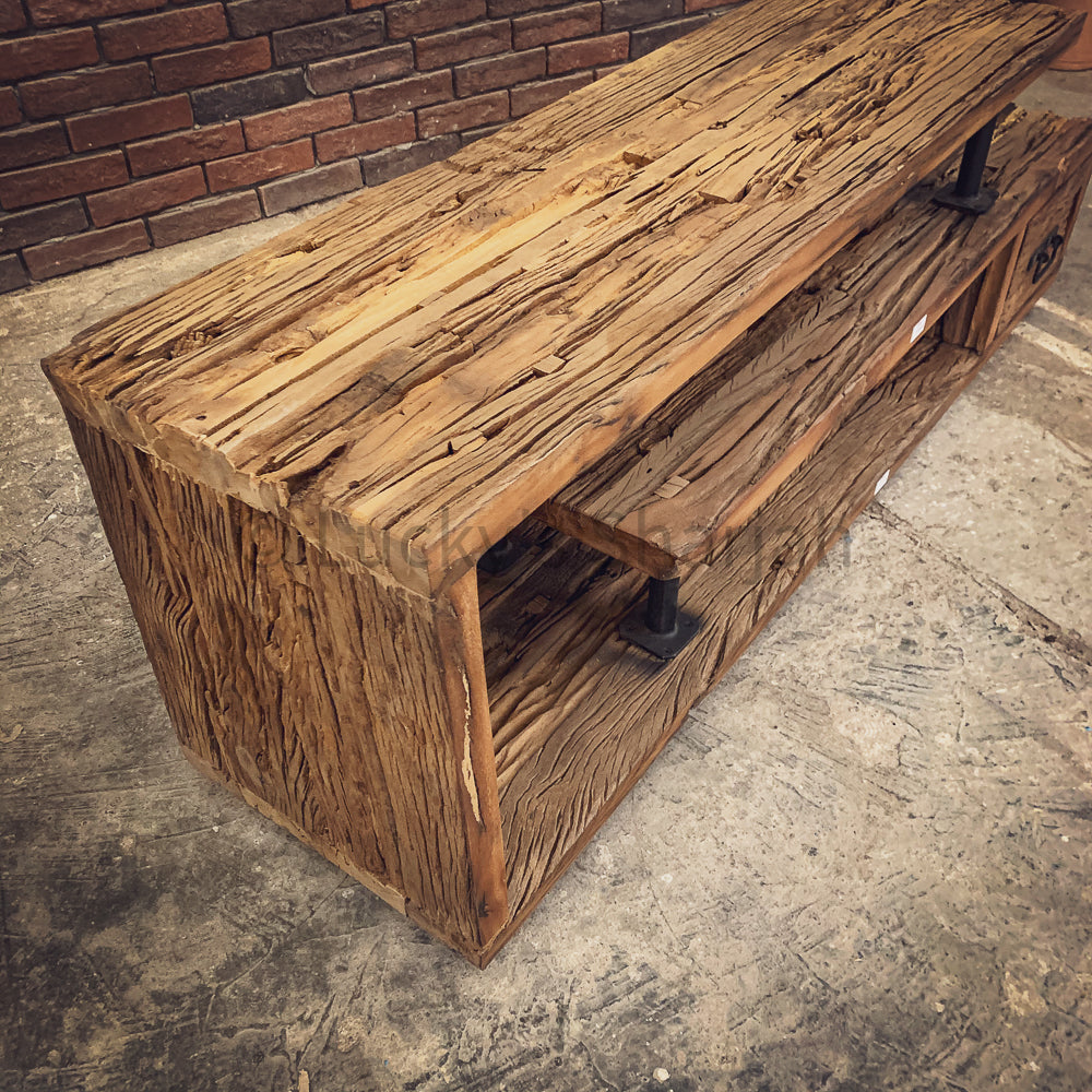 G Tv stand Railway wood | Lucky Furniture & Handicrafts.