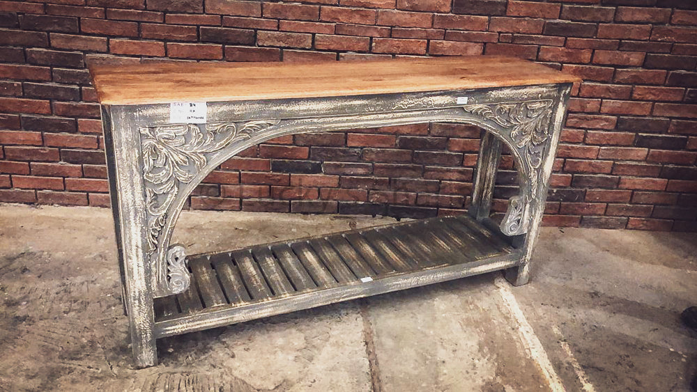 Two Tone Grey Console carved | Lucky Furniture & Handicrafts.