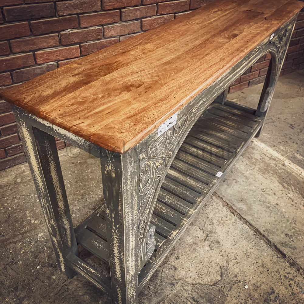Two Tone Grey Console carved | Lucky Furniture & Handicrafts.