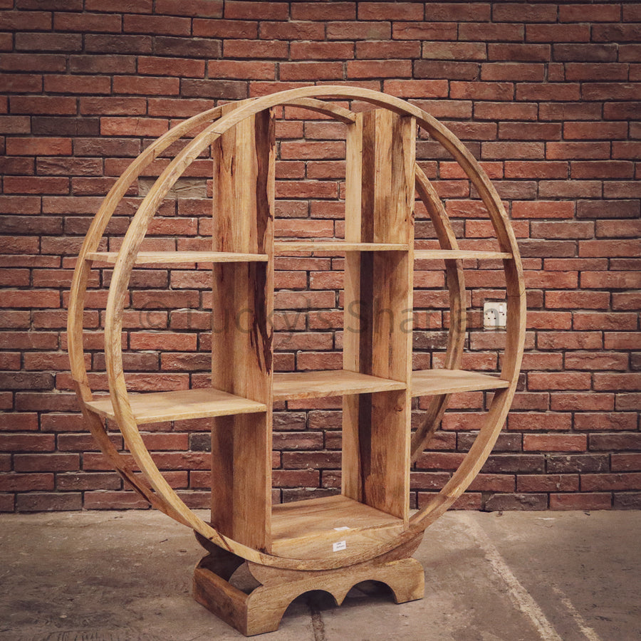 Wooden Round Minimalist bookshelf | Lucky Furniture & Handicrafts.