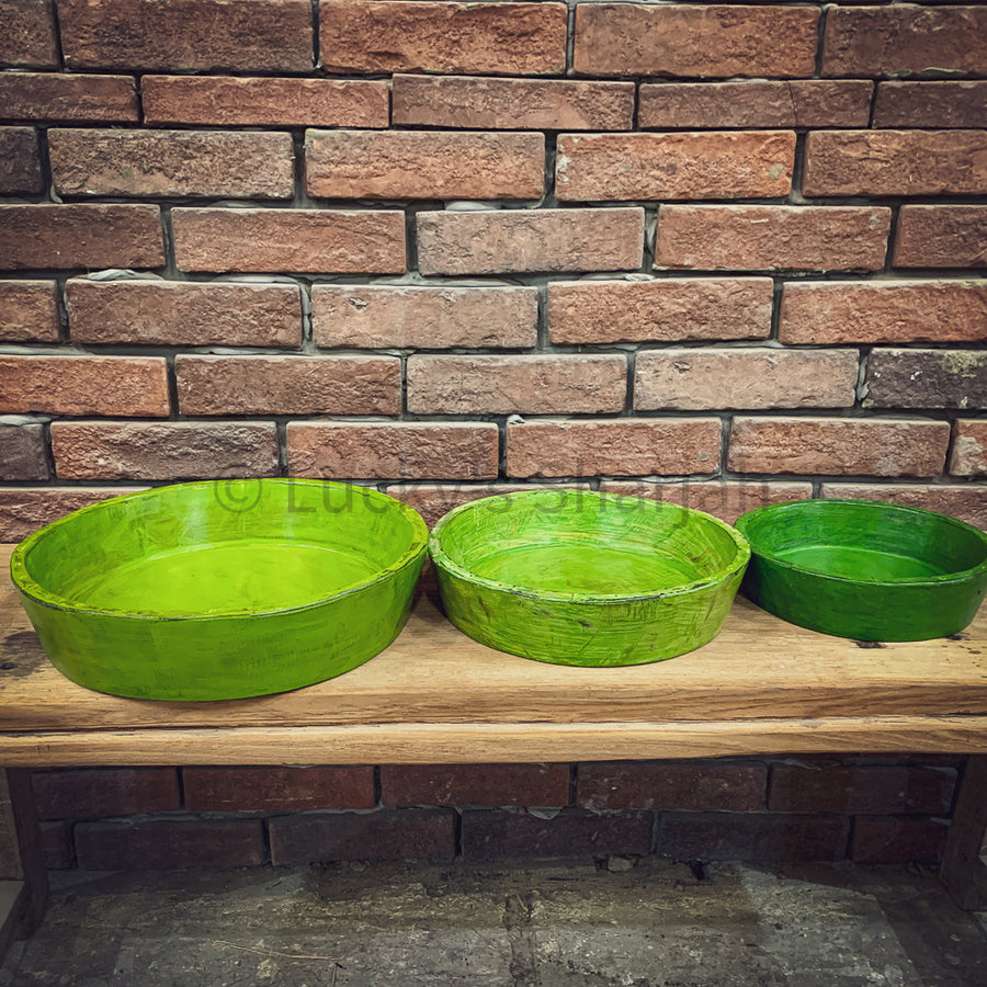 Wooden tray set vibrant green | Lucky Furniture & Handicrafts.