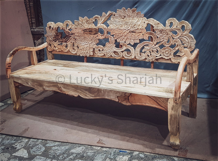 Carved Floral Bench | Lucky Furniture & Handicrafts.