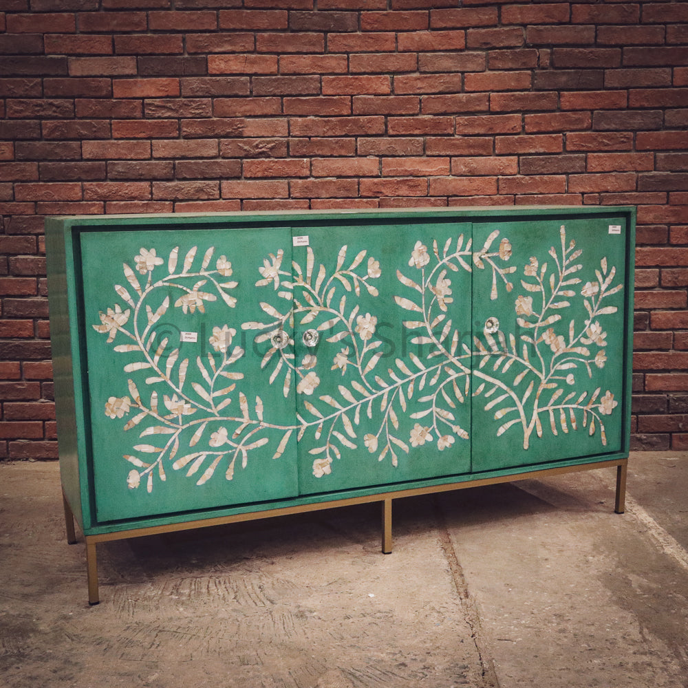 Royal Green Bone inlay sideboard | Lucky Furniture & Handicrafts.