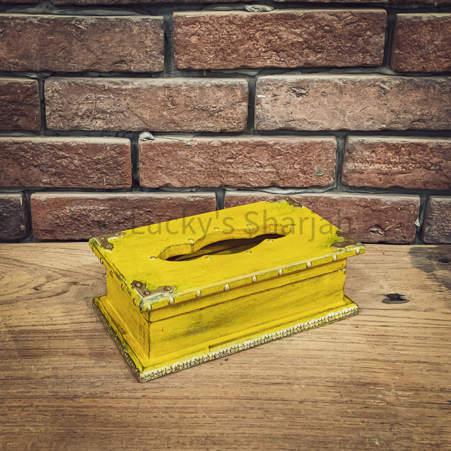 Yellow wash tissue box | Lucky Furniture & Handicrafts.