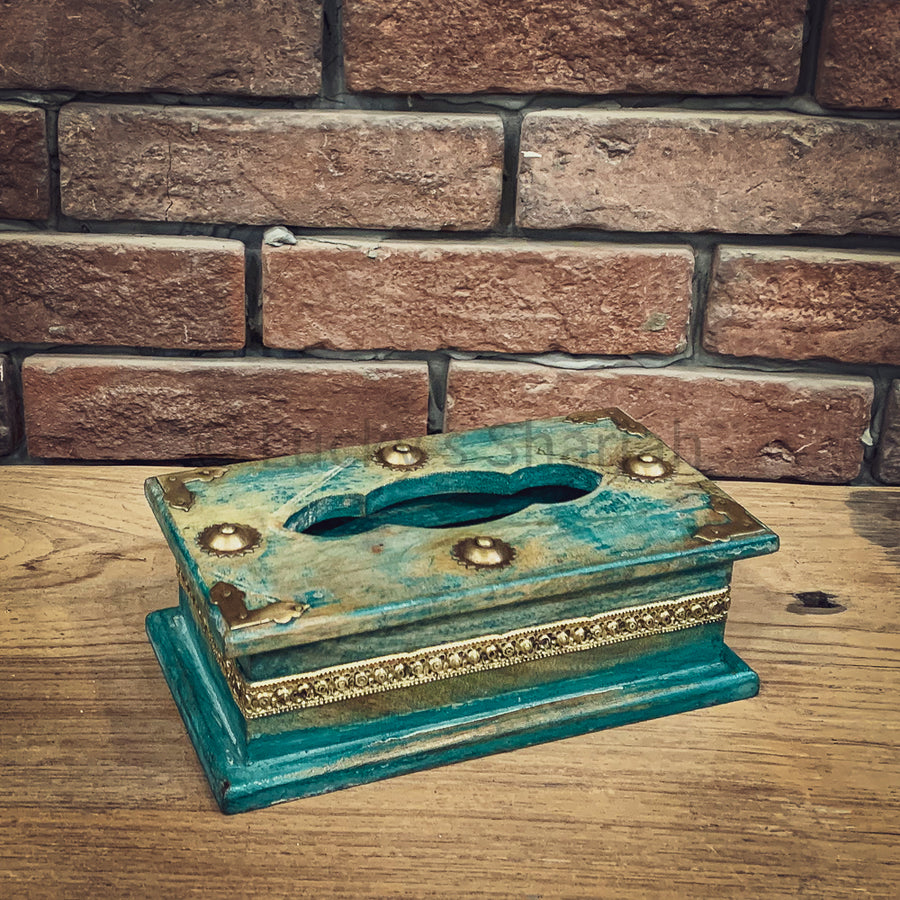 Blue wash tissue box | Lucky Furniture & Handicrafts.