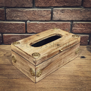 Whitewash and brass tissue box | Lucky Furniture & Handicrafts.