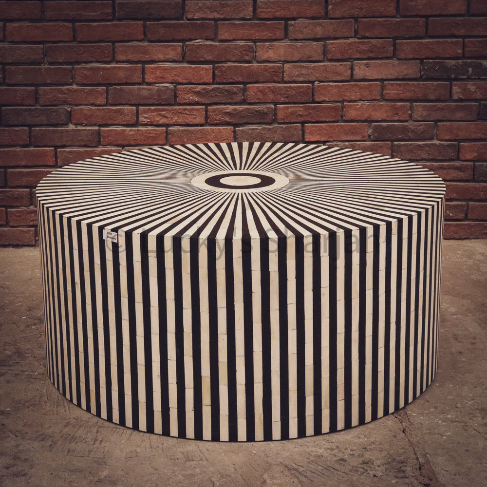 Round Geometric Bone Inlay Coffee Table | Lucky Furniture & Handicrafts.