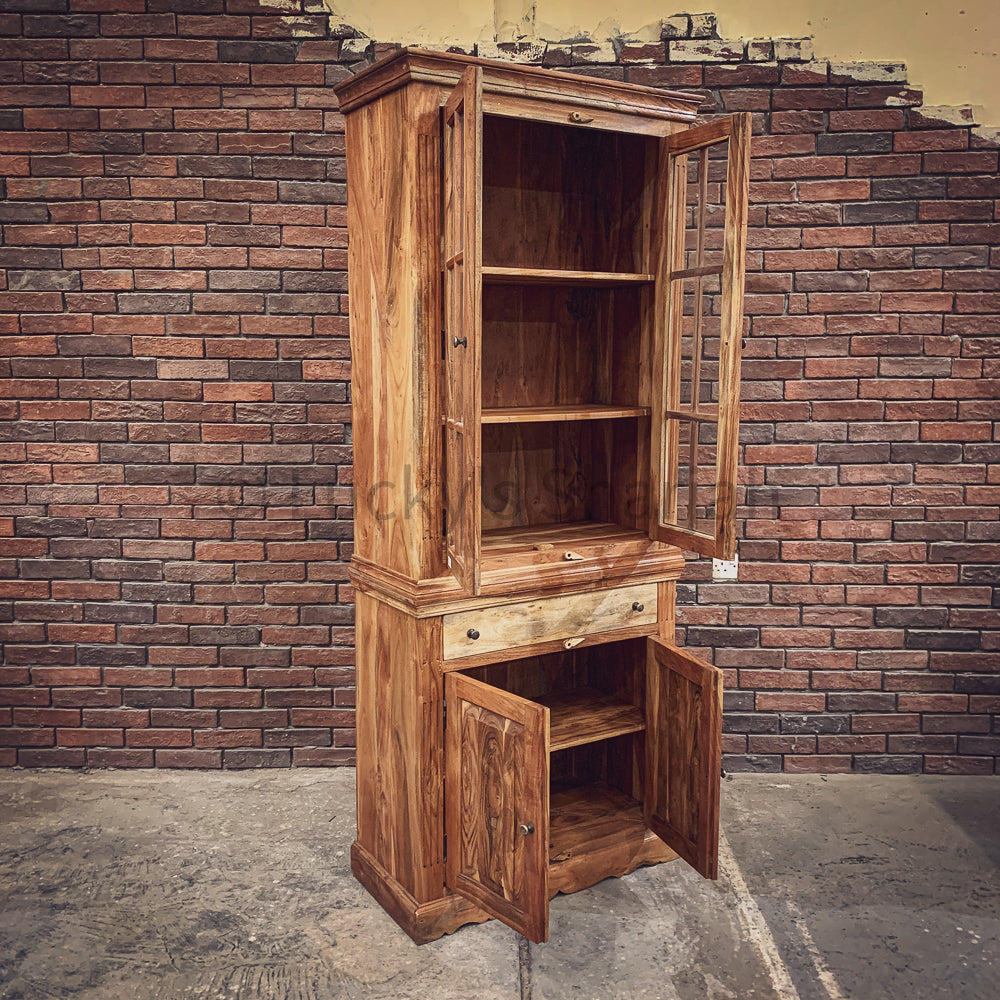 Classic Glass Acacia wood cabinet | Lucky Furniture & Handicrafts.