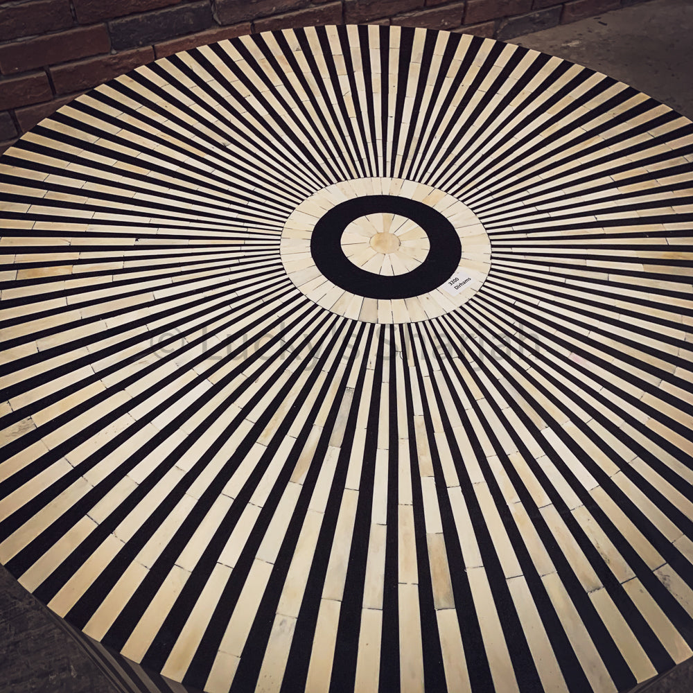 Round Geometric Bone Inlay Coffee Table | Lucky Furniture & Handicrafts.