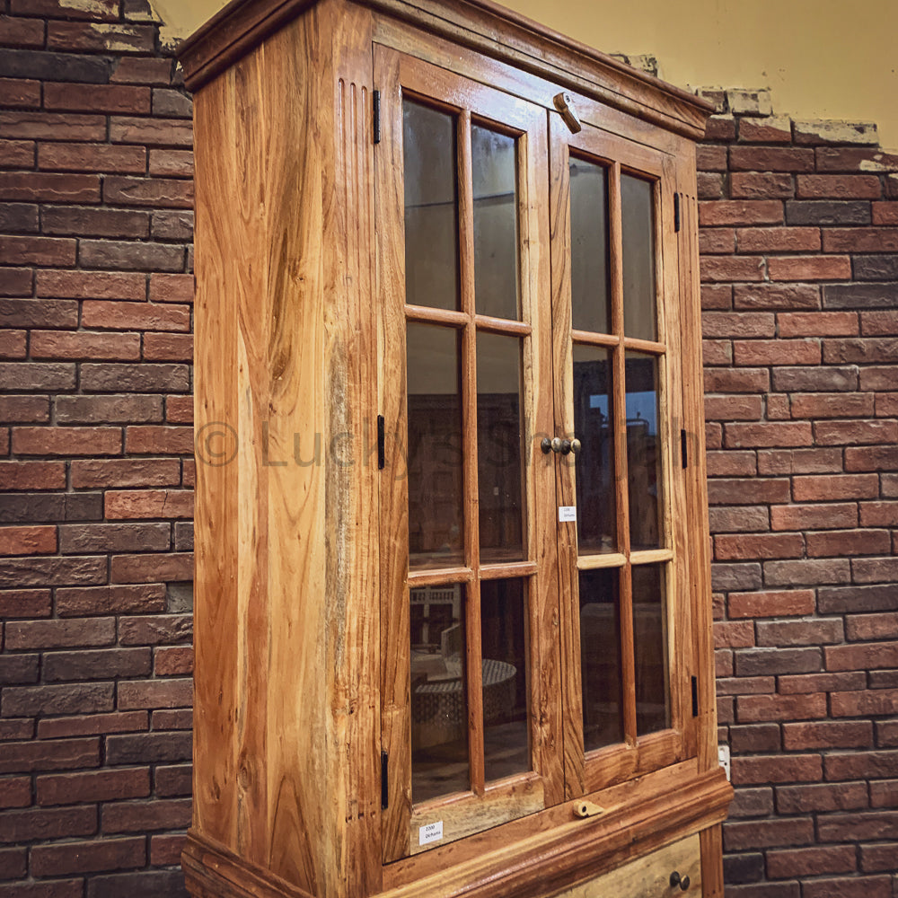 Classic Glass Acacia wood cabinet | Lucky Furniture & Handicrafts.
