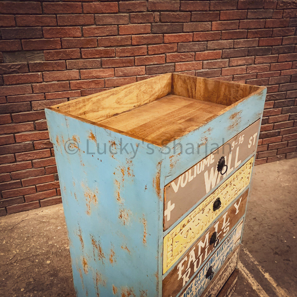 Multicolor assorted words drawchest | Lucky Furniture & Handicrafts.