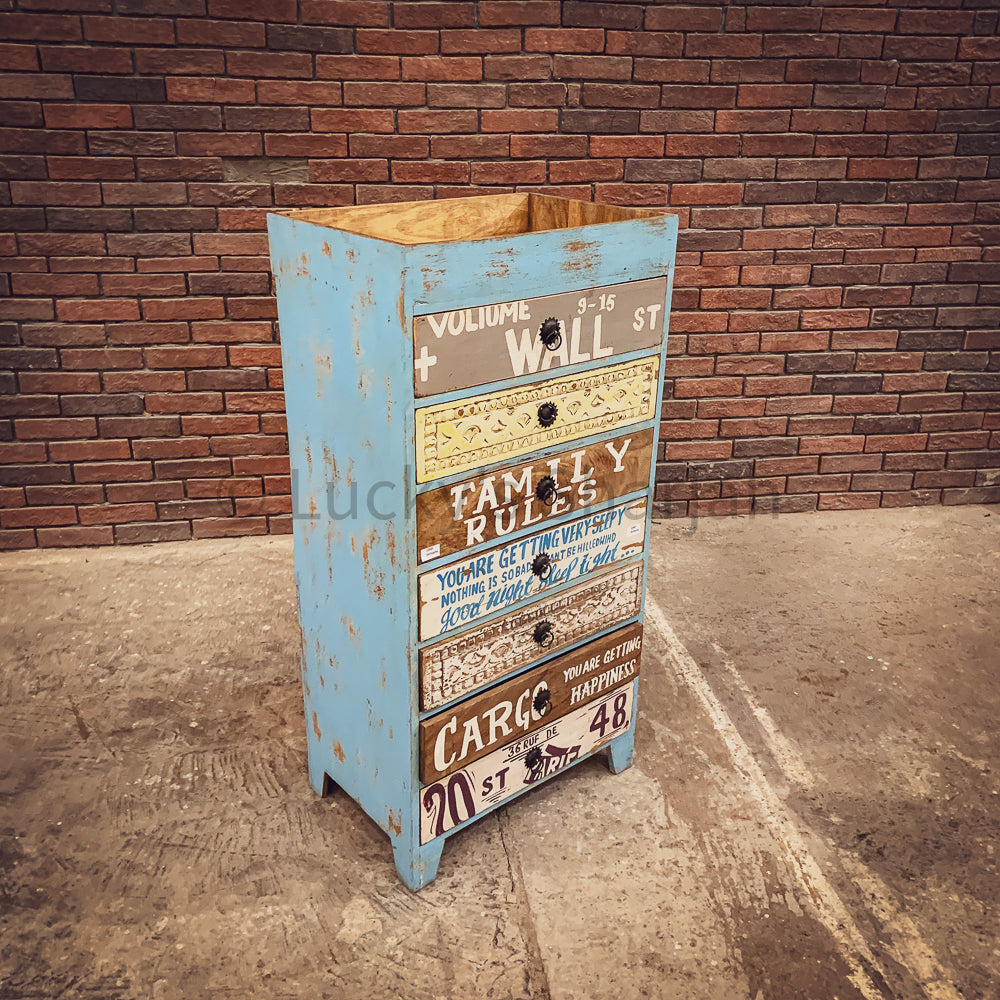 Multicolor assorted words drawchest | Lucky Furniture & Handicrafts.