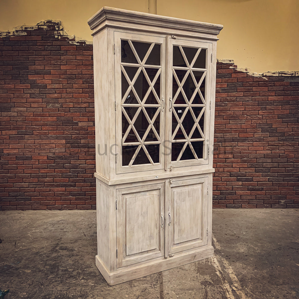 Mid Century Shabby chic glass cabinet | Lucky Furniture & Handicrafts.