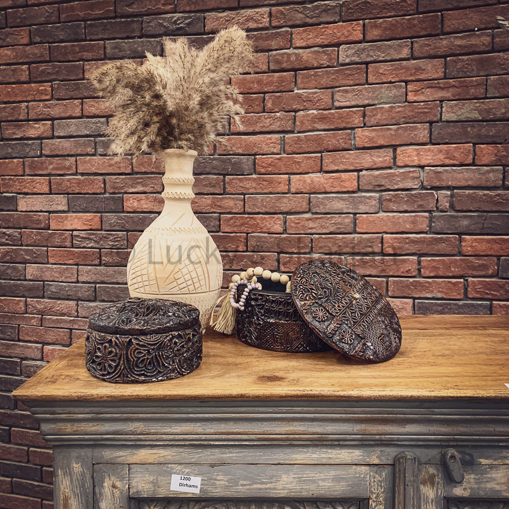 Carved 2 door grey wash sideboard | Lucky Furniture & Handicrafts.