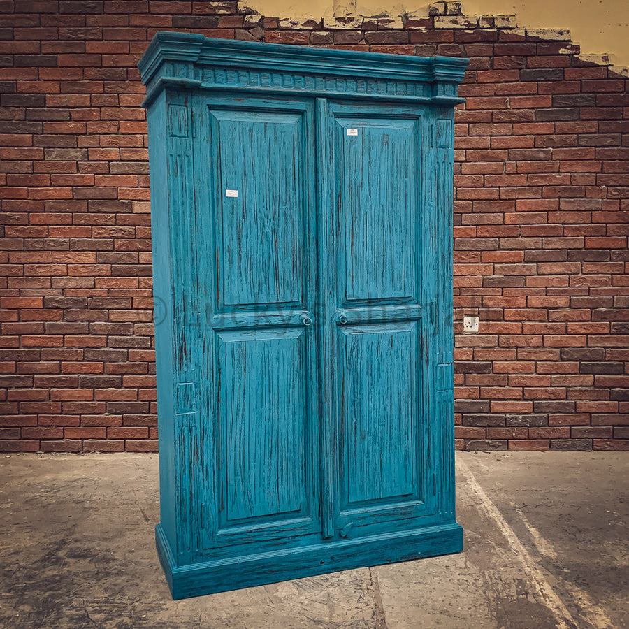 Royal Blue Distressed Cabinet | Lucky Furniture & Handicrafts.